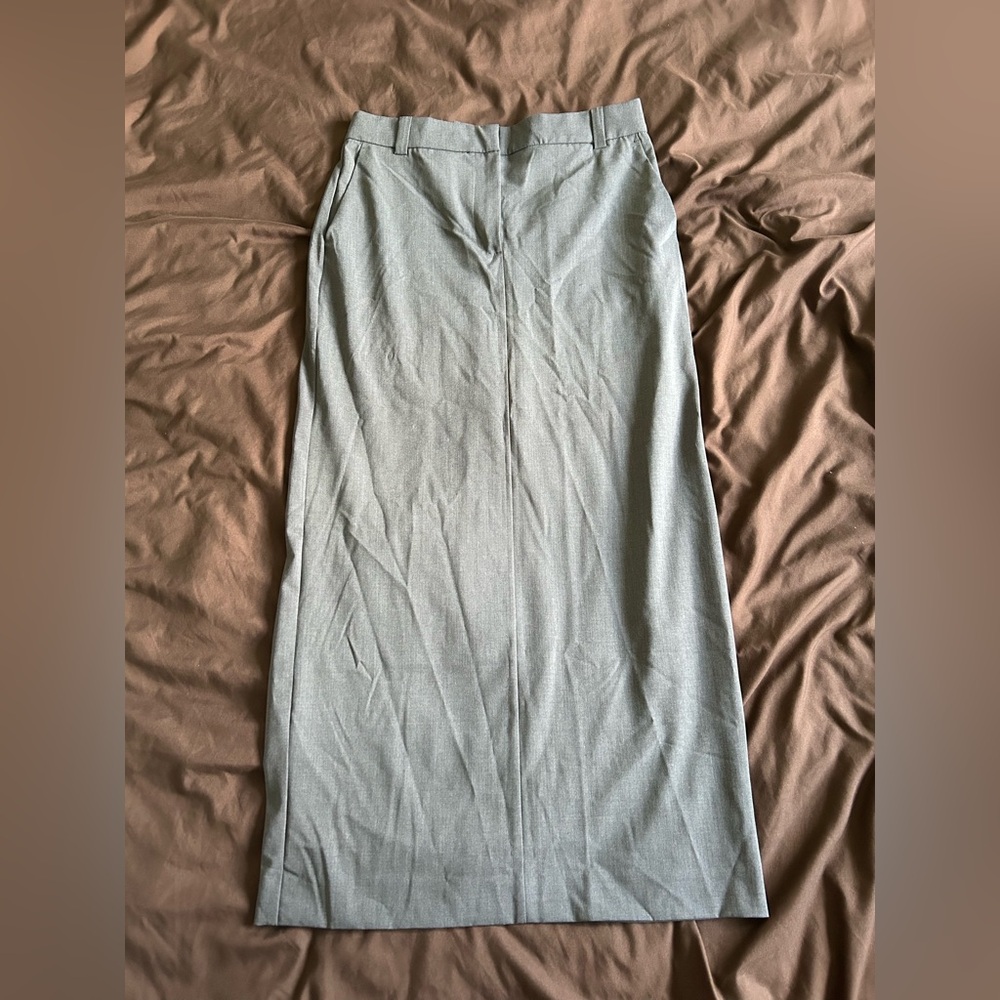 Mango Light Gray Maxi Skirt with Center Seam